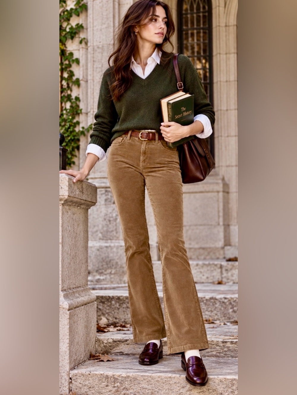 Lands’ End  Size 6 Brown Corduroy Bootcut Flare Pants Stretch Y2K Prep